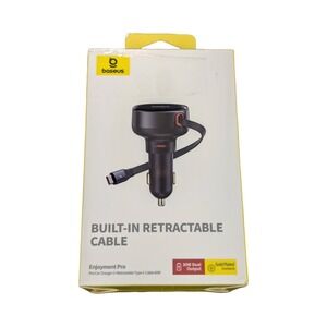 Pp7O Baseus - Enjoyment Pro 30W Dual USB-C Port Fast Car Charger ‎ Retractable